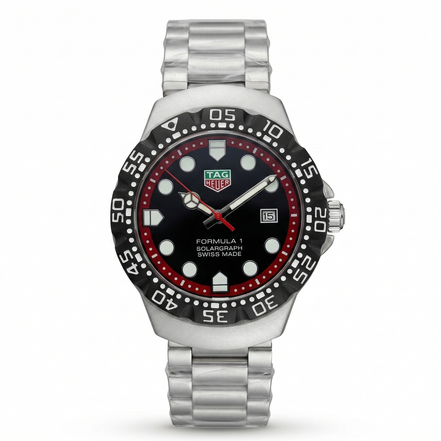TAG Heuer Formula 1 Solargraph Black Dial Silver Case Stainless Steel Bracelet