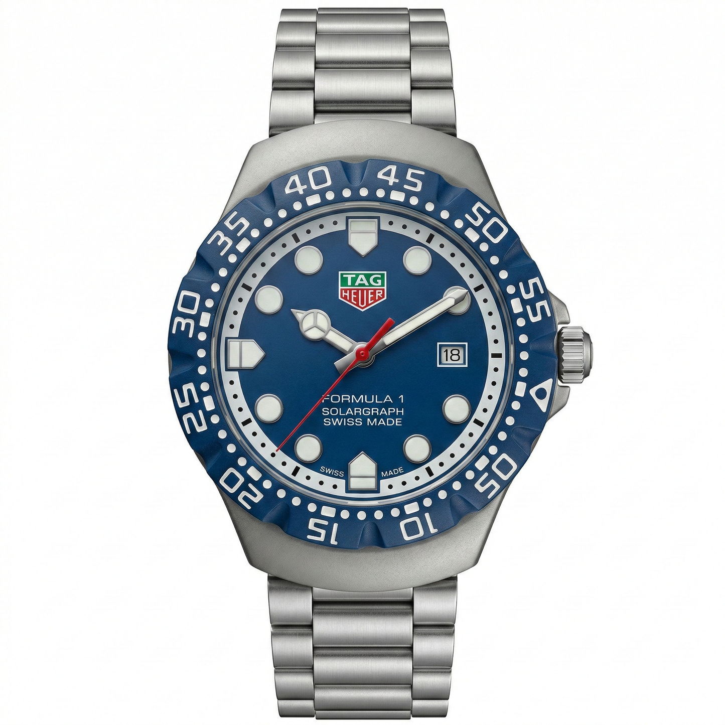Tag Heuer Formula 1 Solargraph Blue Dial Grey Case Steel Bracelet