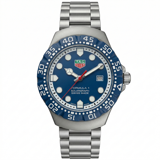 Tag Heuer Formula 1 Solargraph Blue Dial Grey Case Steel Bracelet