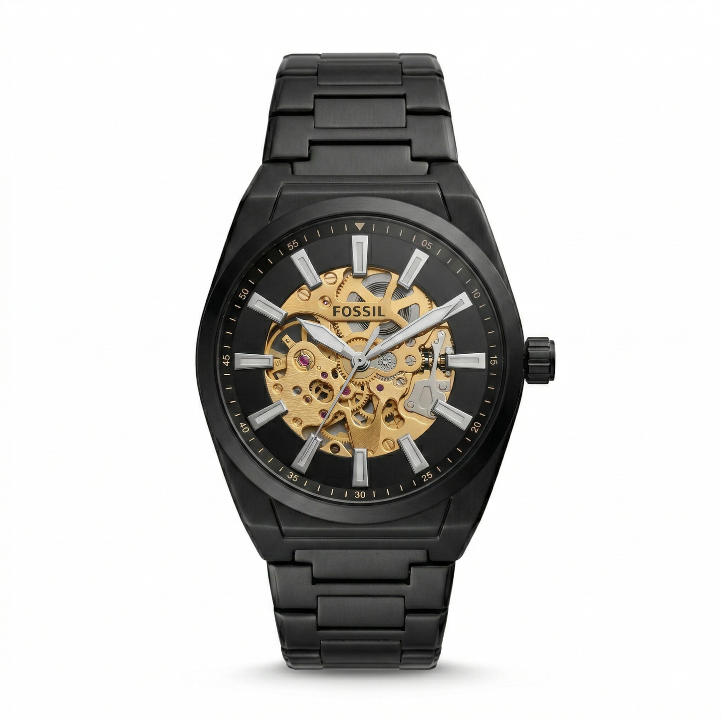 Fossil Everett Automatic Skeleton Black Case Black Stainless Steel Bracelet
