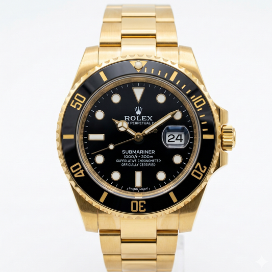 Rolex Submariner Style Gold Diver Watch – Gold Case Metal Bracelet