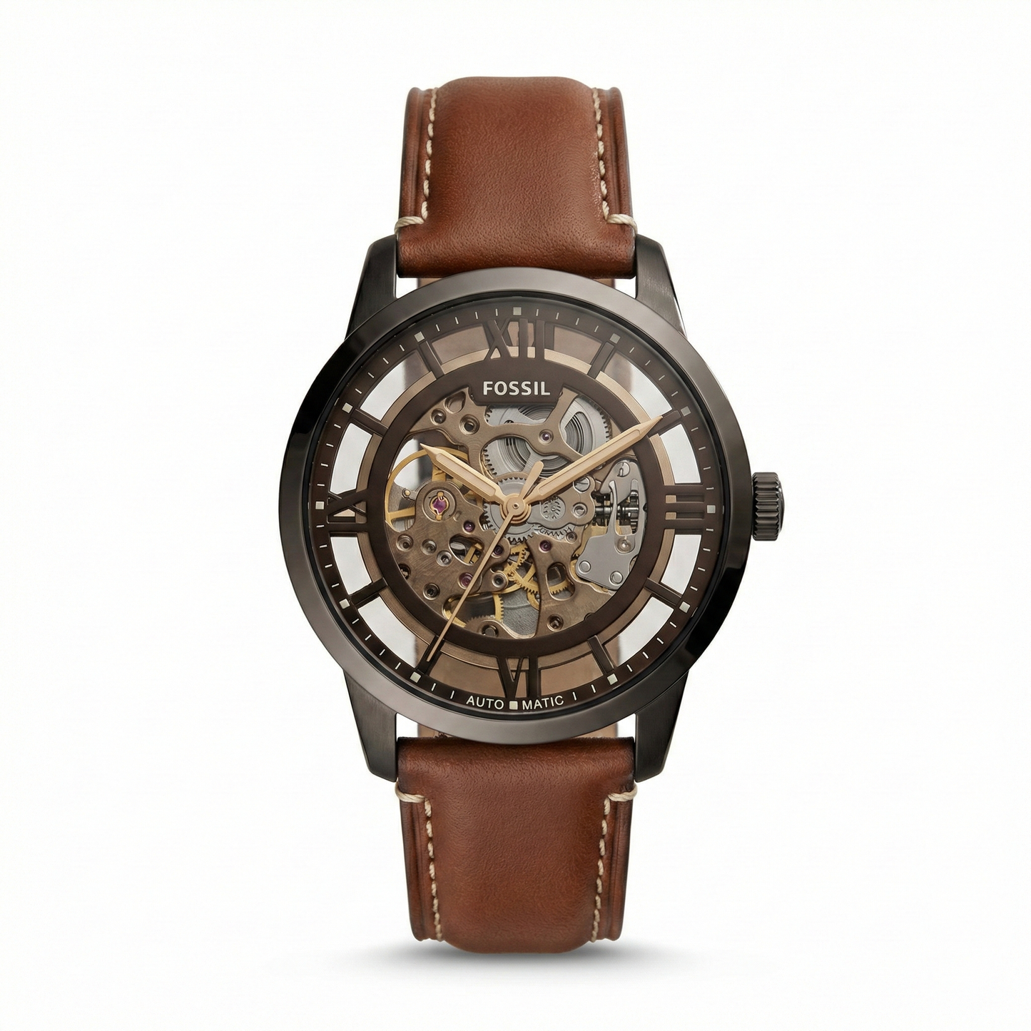 Fossil Townsman Leather Skeleton – Brown Strap