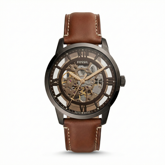 Fossil Townsman Leather Skeleton – Brown Strap