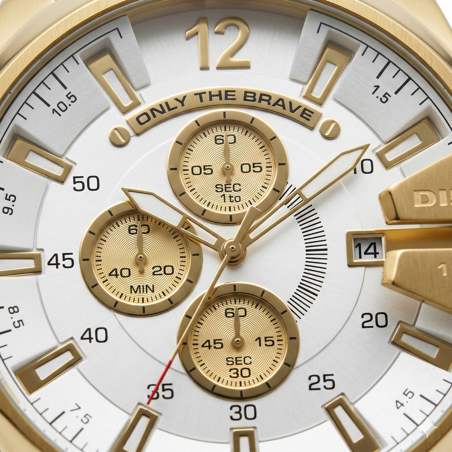 Diesel Only The Brave Chronograph Gold Case White Dial Steel Bracelet