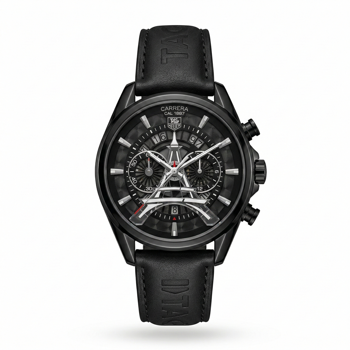 TAG Heuer Carrera Eiffel Tower Edition Black Case Black Leather Strap Chronograph