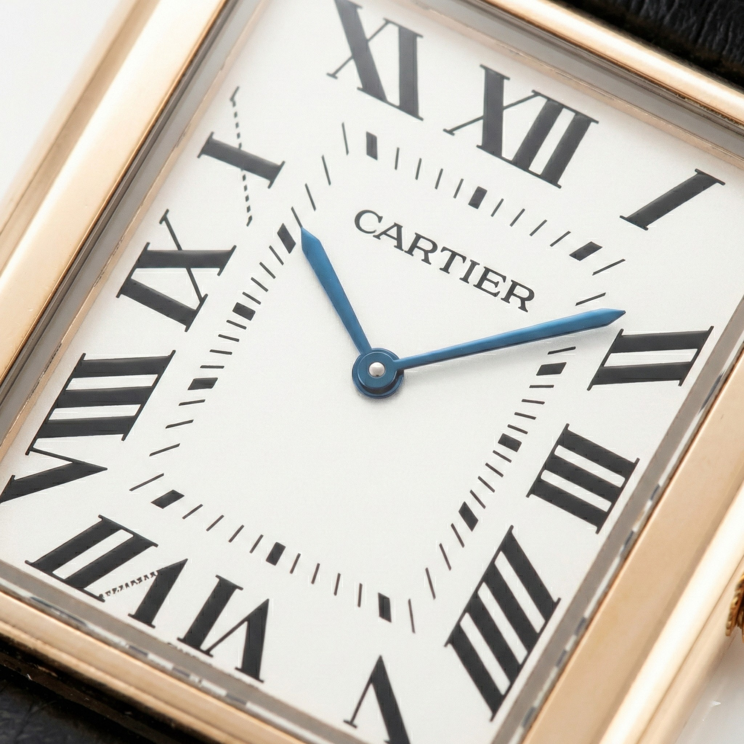 Cartier Slim Rectangular – Gold Case Black Leather