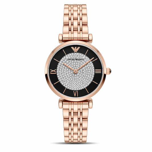 Emporio Armani Crystal Luxe Dial Watch – Rose Gold Case Stainless Steel Bracelet