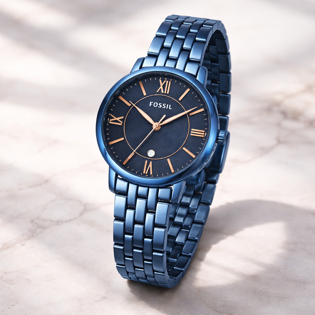 Fossil Minimal Blue Dial Blue Stainless Steel Bracelet