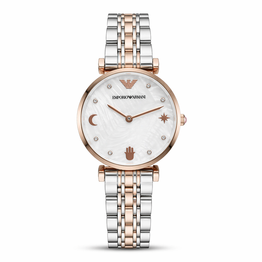 Emporio Armani Minimal Moonphase Rose Gold Dual-Tone Stainless Steel Watch