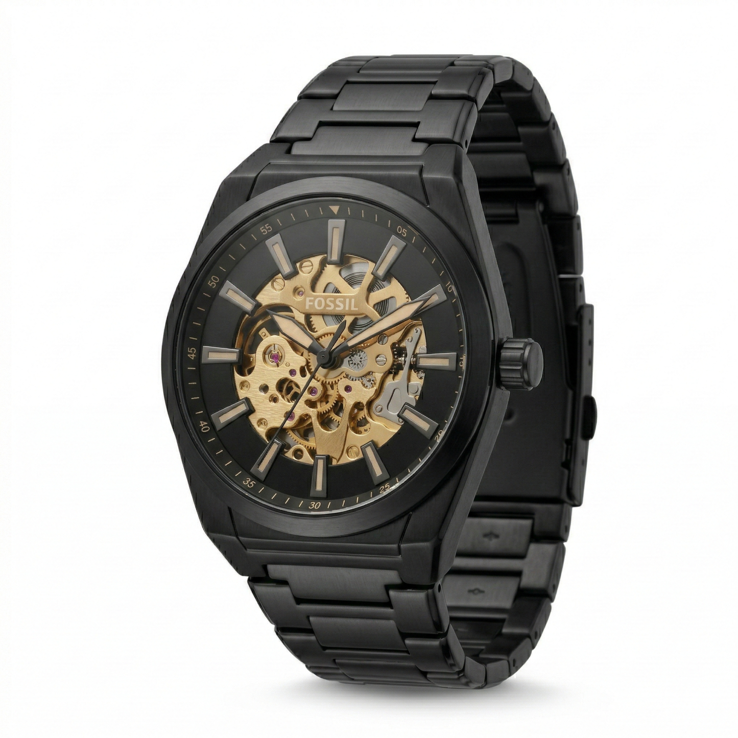Fossil Everett Automatic Skeleton Black Case Black Stainless Steel Bracelet