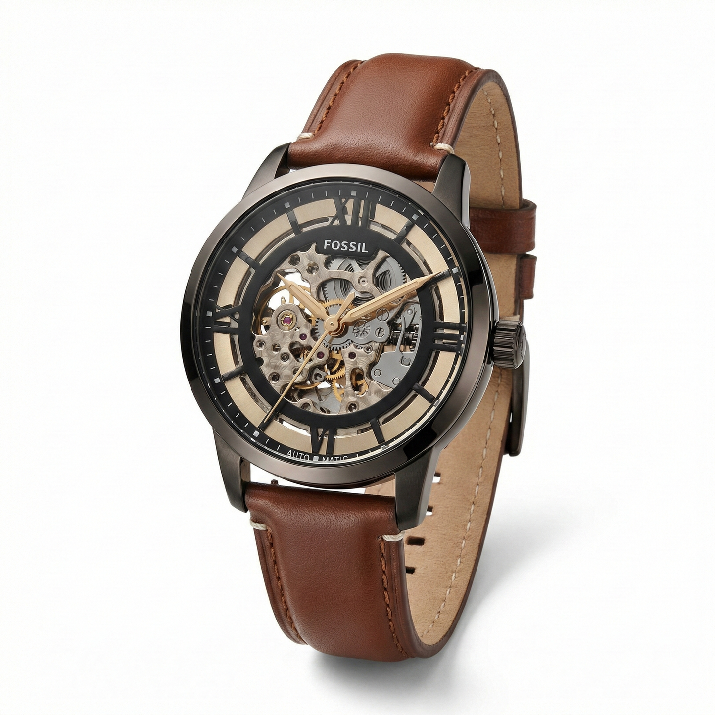 Fossil Townsman Leather Skeleton – Brown Strap