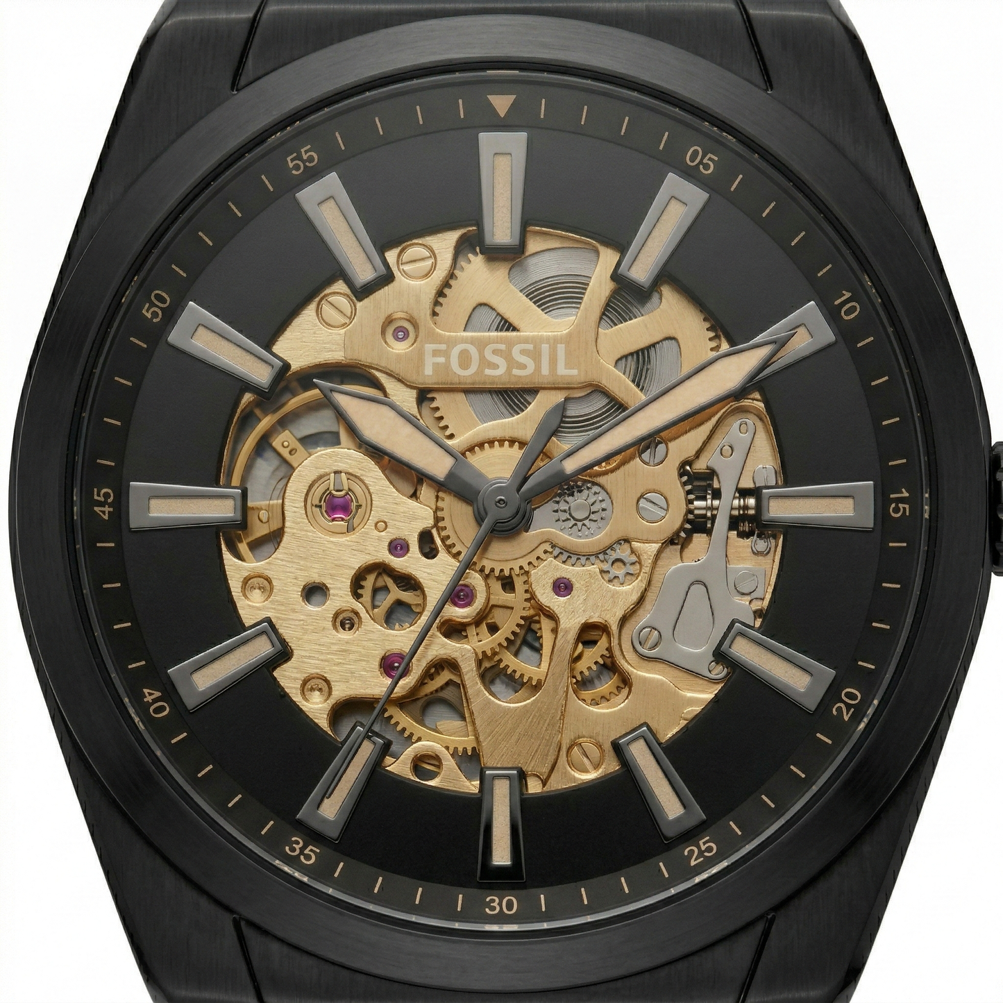 Fossil Everett Automatic Skeleton Black Case Black Stainless Steel Bracelet