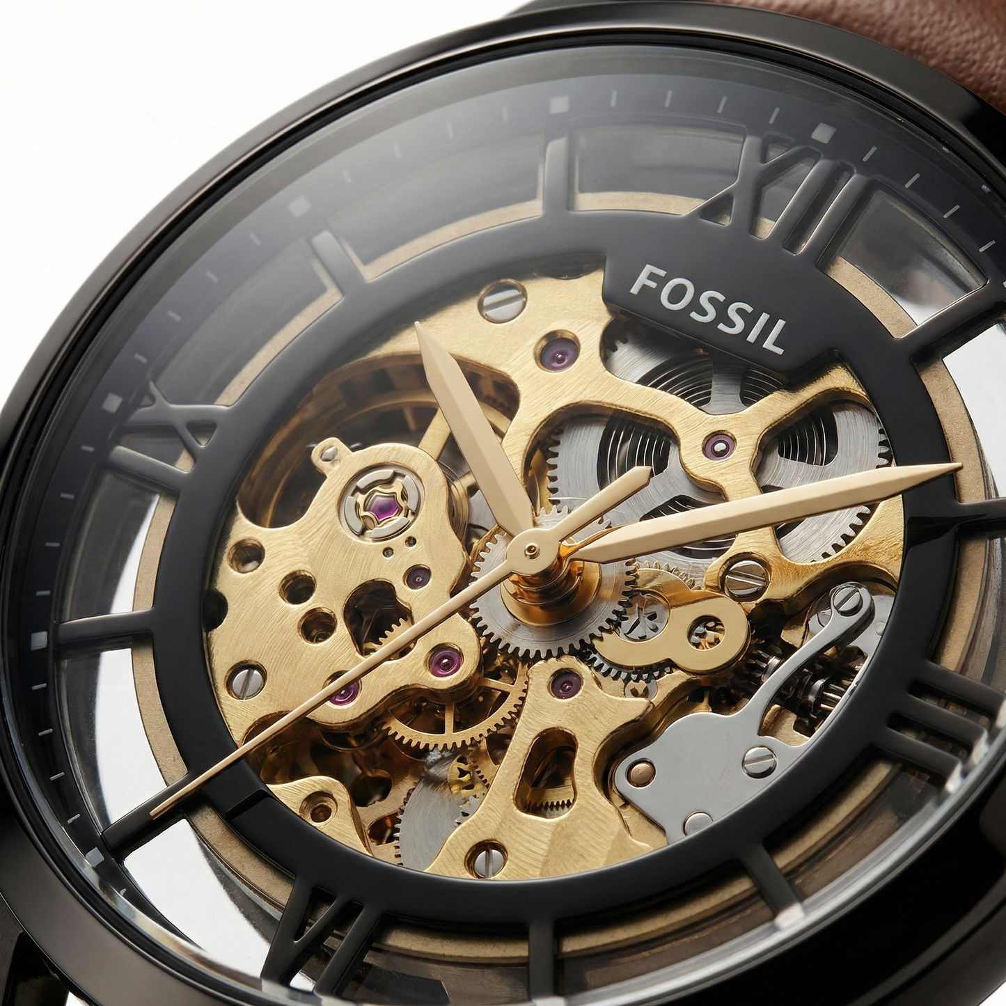 Fossil Townsman Leather Skeleton – Brown Strap