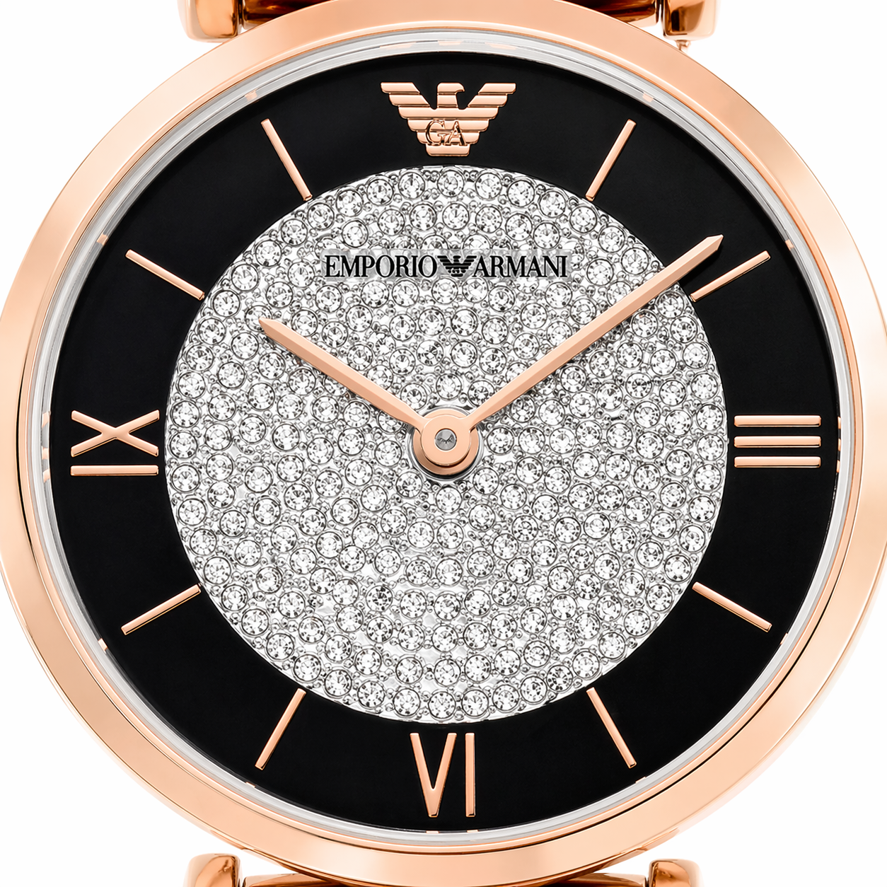 Emporio Armani Crystal Luxe Dial Watch – Rose Gold Case Stainless Steel Bracelet