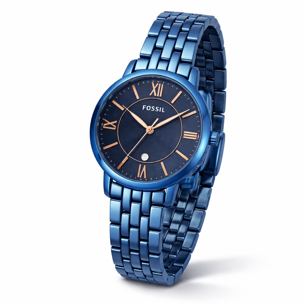 Fossil Minimal Blue Dial Blue Stainless Steel Bracelet