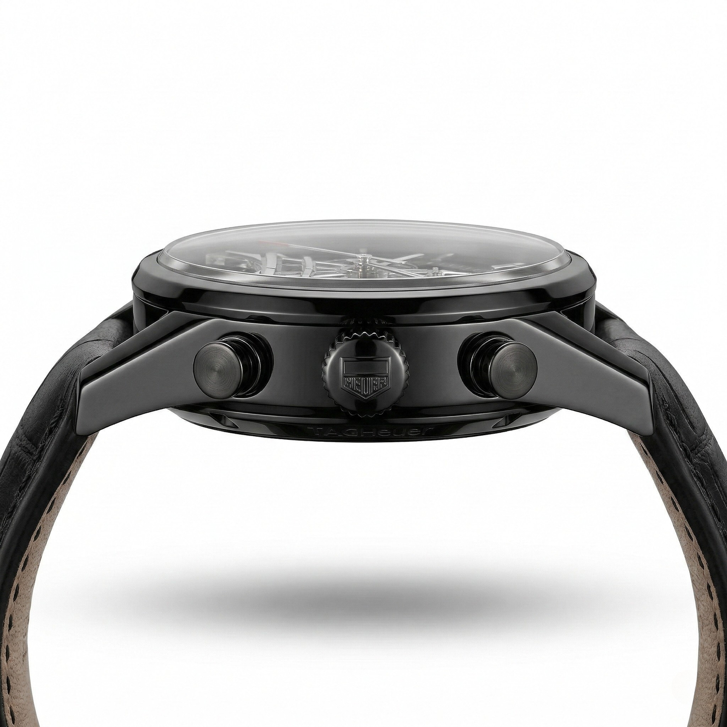 TAG Heuer Carrera Eiffel Tower Edition Black Case Black Leather Strap Chronograph