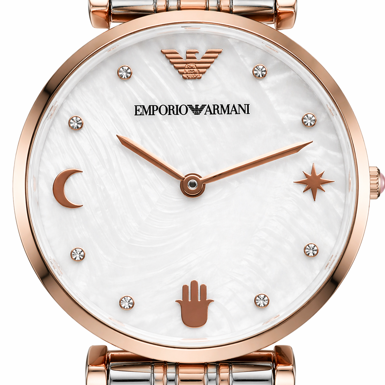 Emporio Armani Minimal Moonphase Rose Gold Dual-Tone Stainless Steel Watch