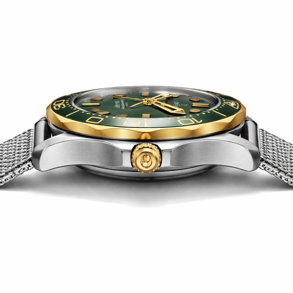 Aurex Diver Classic – Silver Case Green Dial Mesh Bracelet