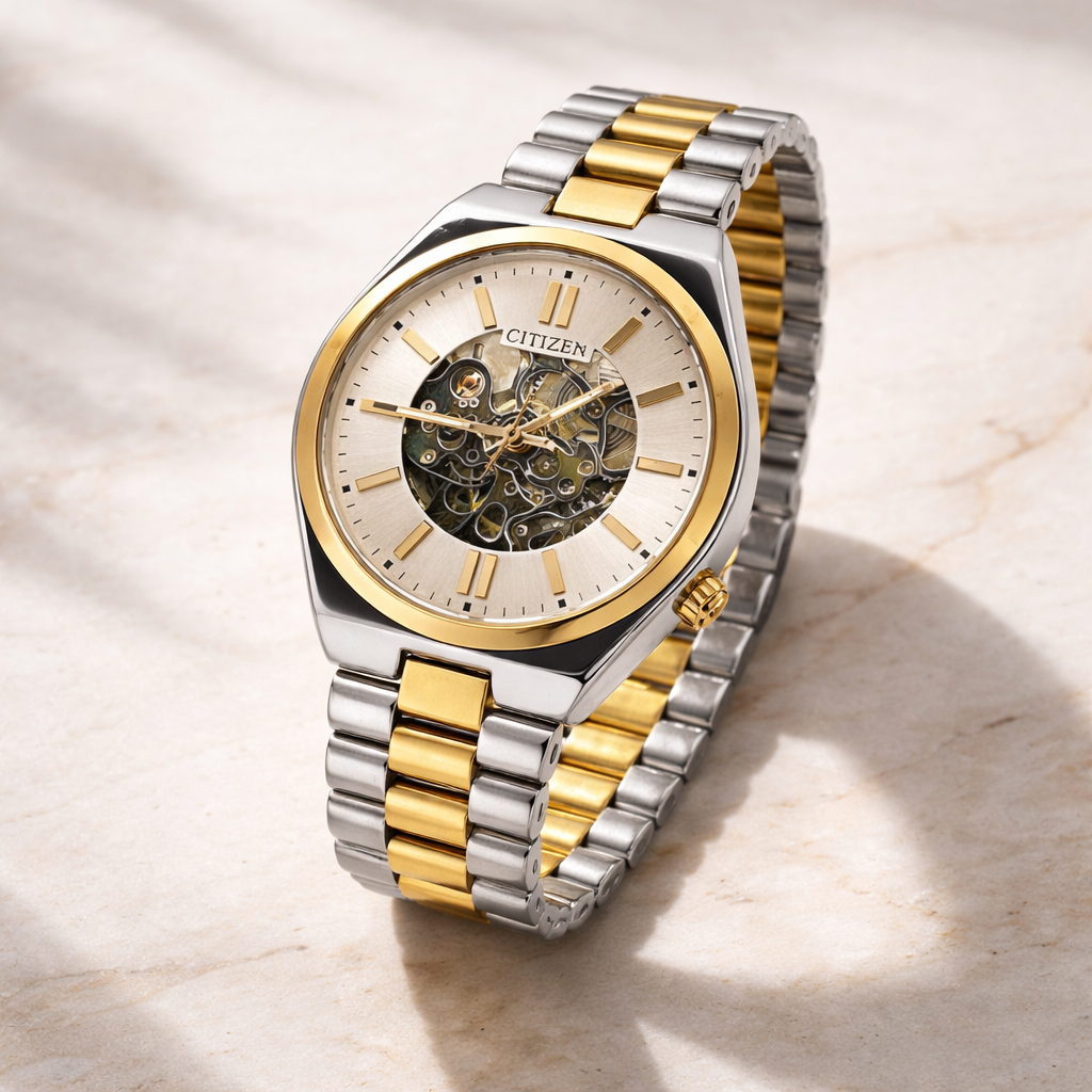 Citizen Open-Heart Skeleton Two-Tone Gold Steel Watch