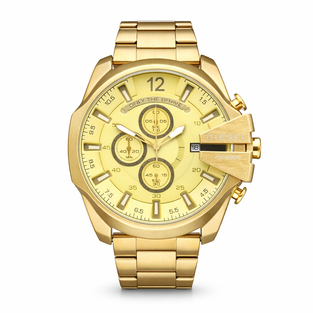 Diesel only the brave Diesel Oversized Chronograph Gold Dial – Gold Stainless Steel Bracelet