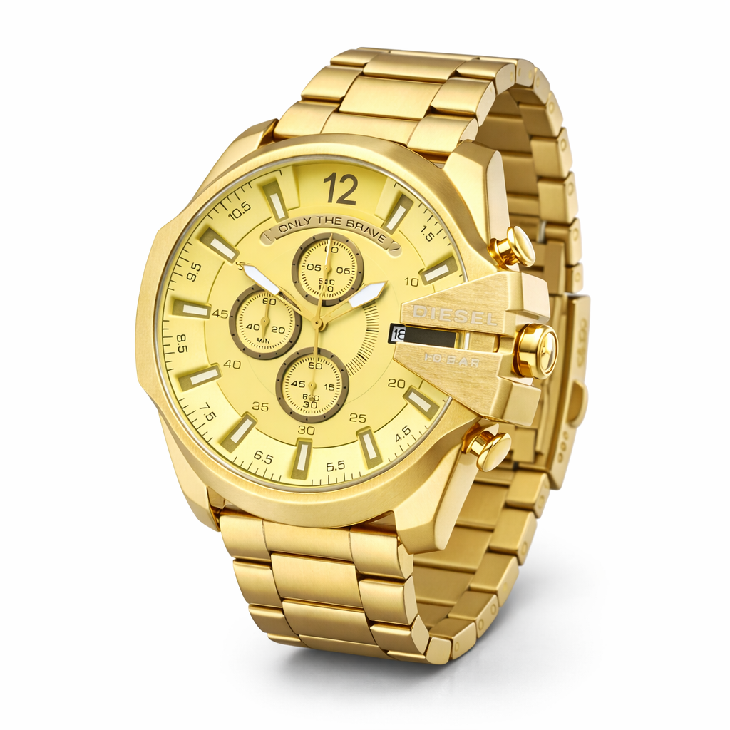 Diesel only the brave Diesel Oversized Chronograph Gold Dial – Gold Stainless Steel Bracelet