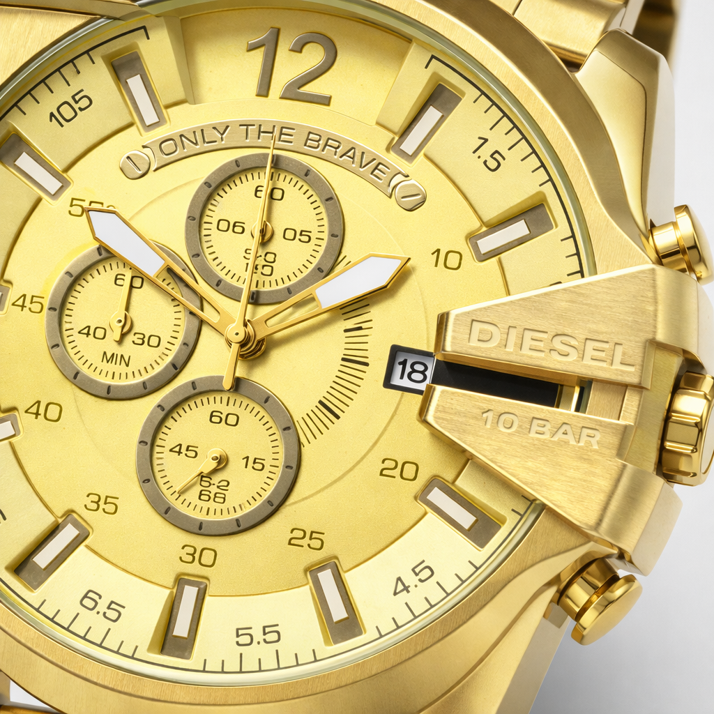 Diesel only the brave Diesel Oversized Chronograph Gold Dial – Gold Stainless Steel Bracelet