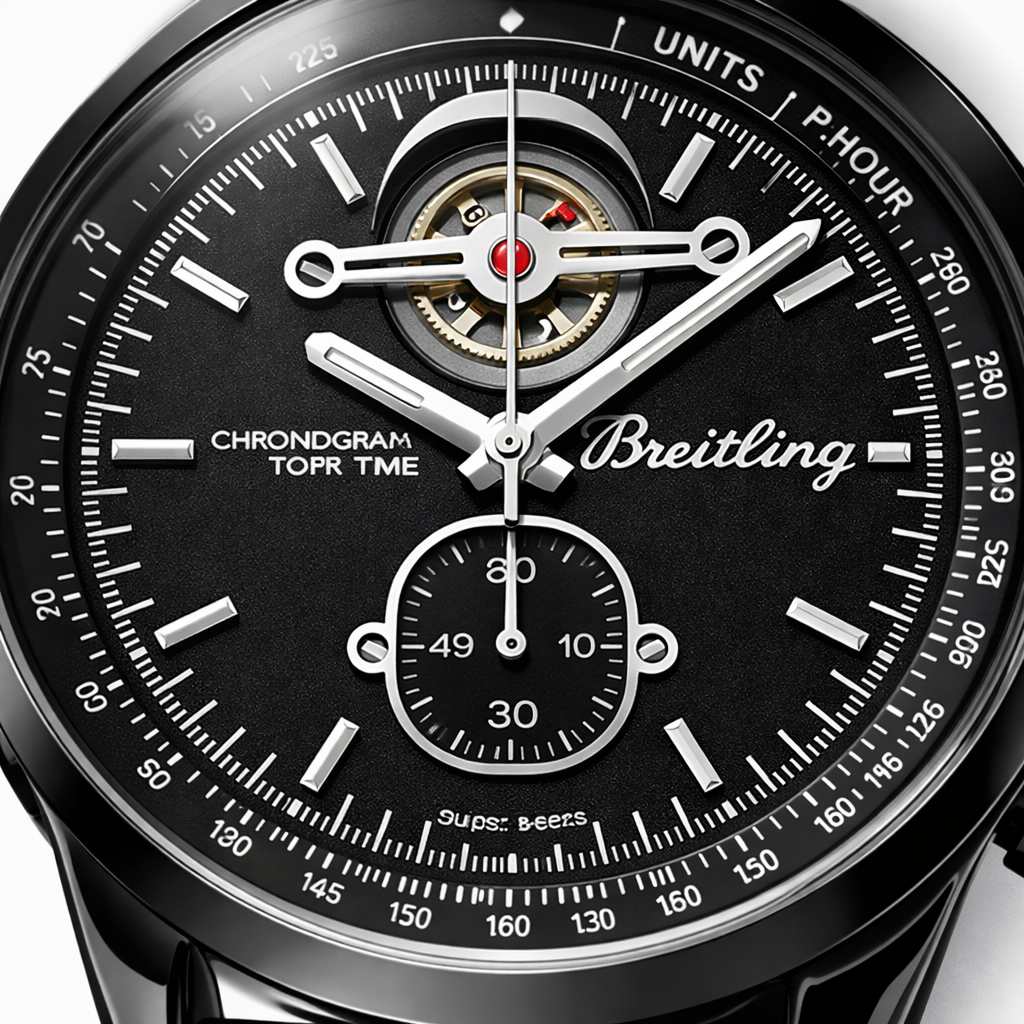 Breitling Black Open-Heart Mechanical Watch – Black Case Steel Bracelet