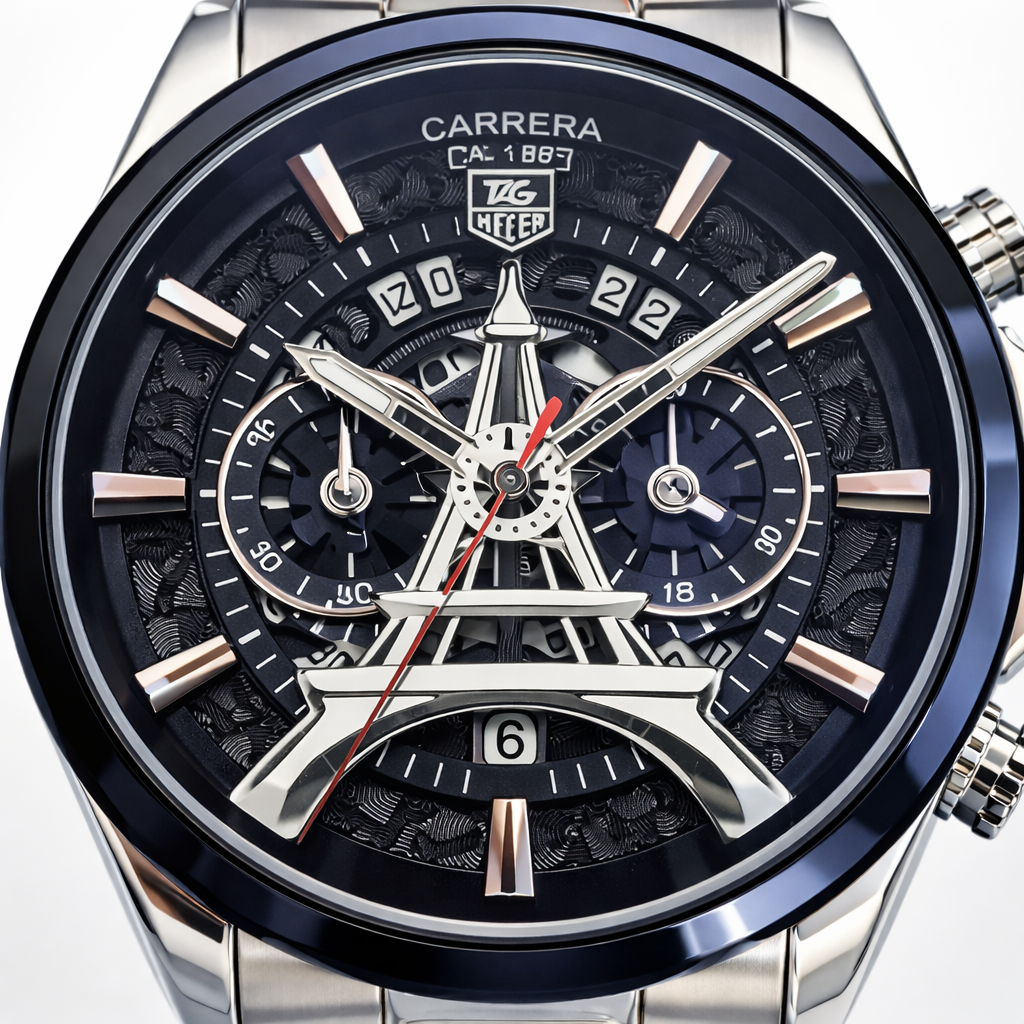 TAG Heuer Carrera Style Skeleton Chronograph Silver Case Two-Tone Steel Bracelet