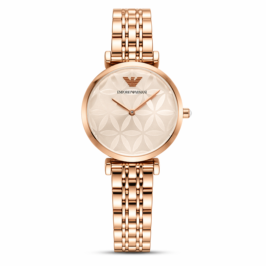 Emporio Armani Geometric Elegance Dial Watch – Rose Gold Case Stainless Steel Bracelet