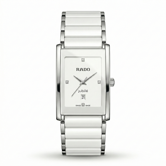 Rado Jubile Rectangle White – Silver Accents