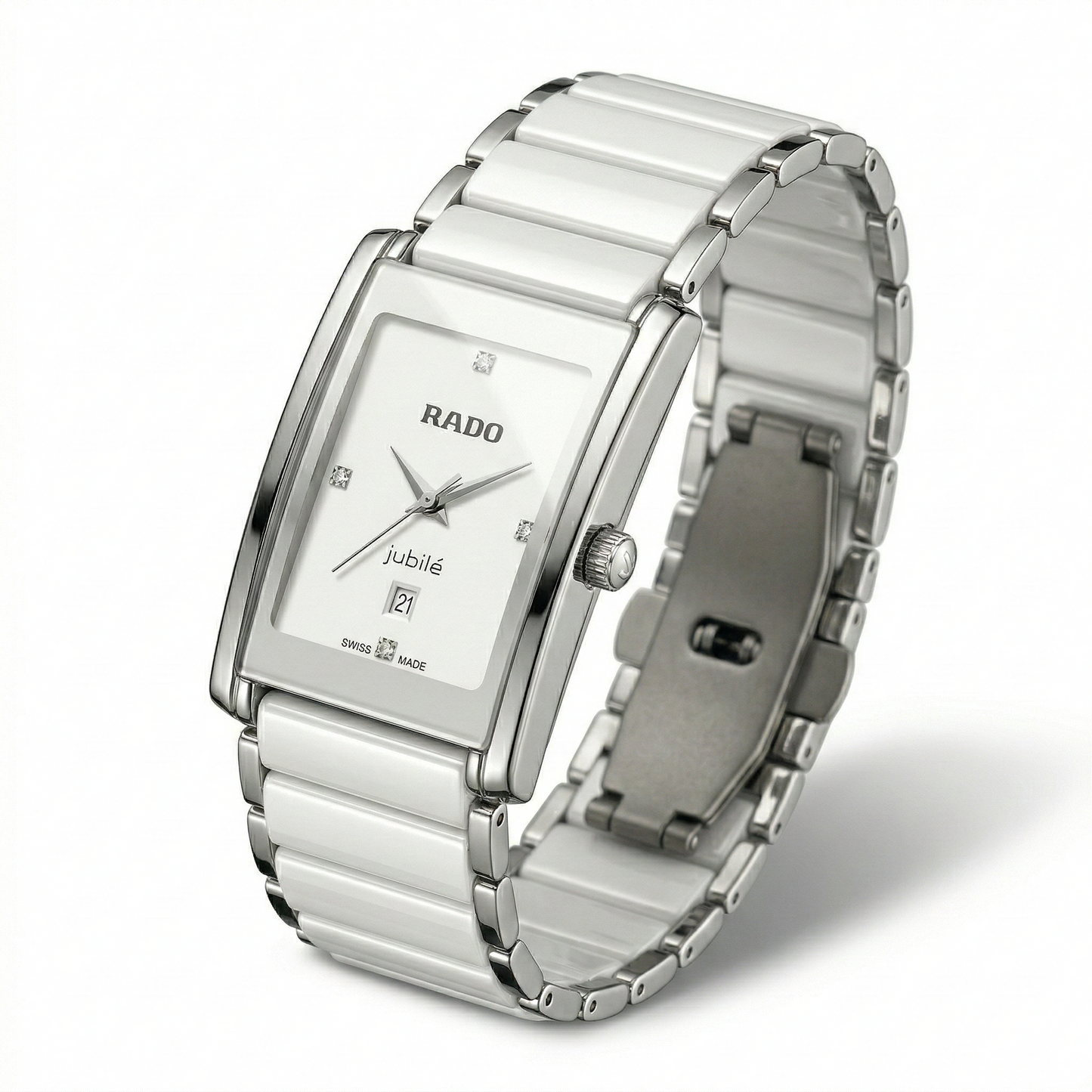 Rado Jubile Rectangle White – Silver Accents