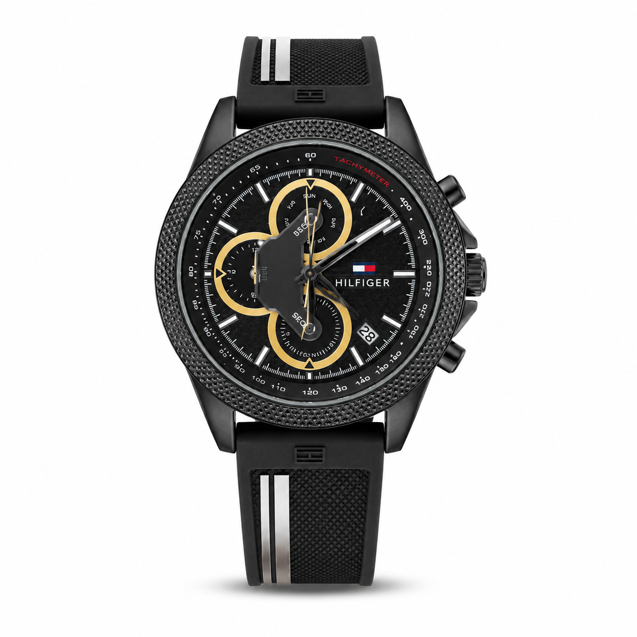 Tommy Hilfiger Sport Chronograph Black Silicone Strap Watch
