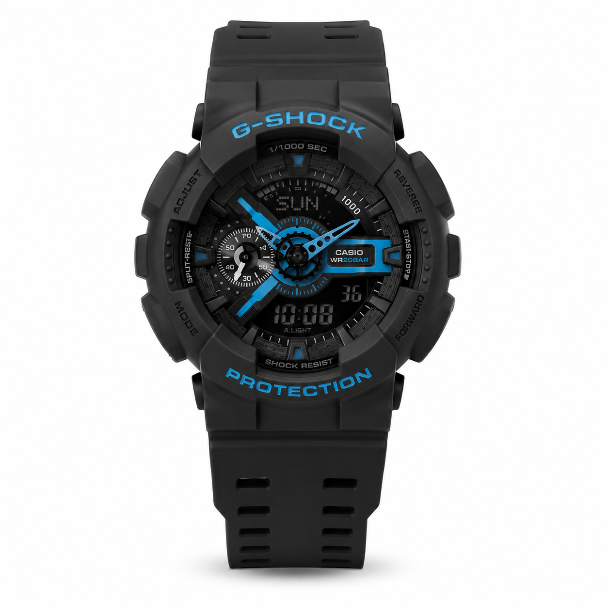 Casio G-SHOCK Analog Digital Black Resin Strap Watch – Blue Accent Edition