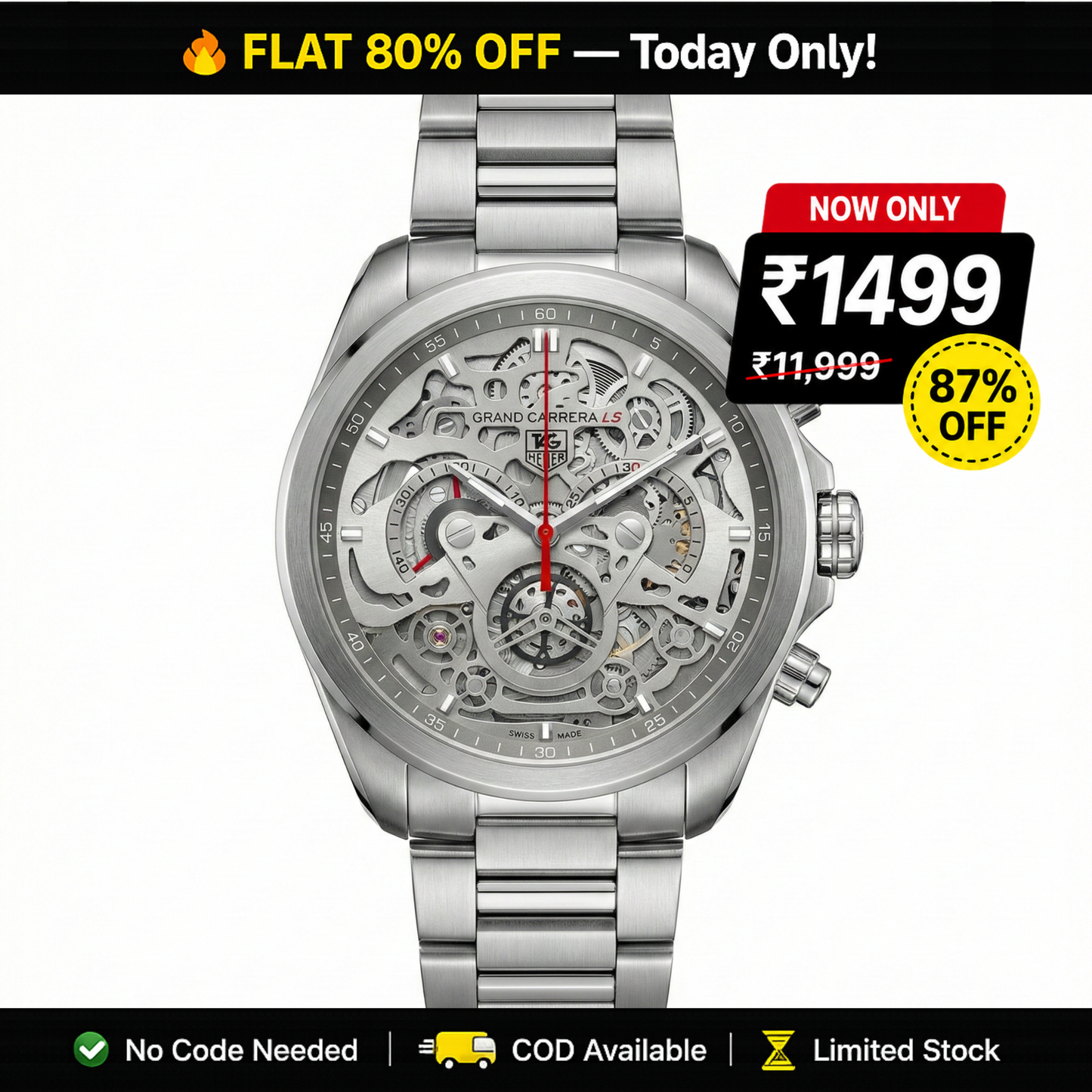Tag Heuer - Luxury Open Dial Chronograph – Silver Edition