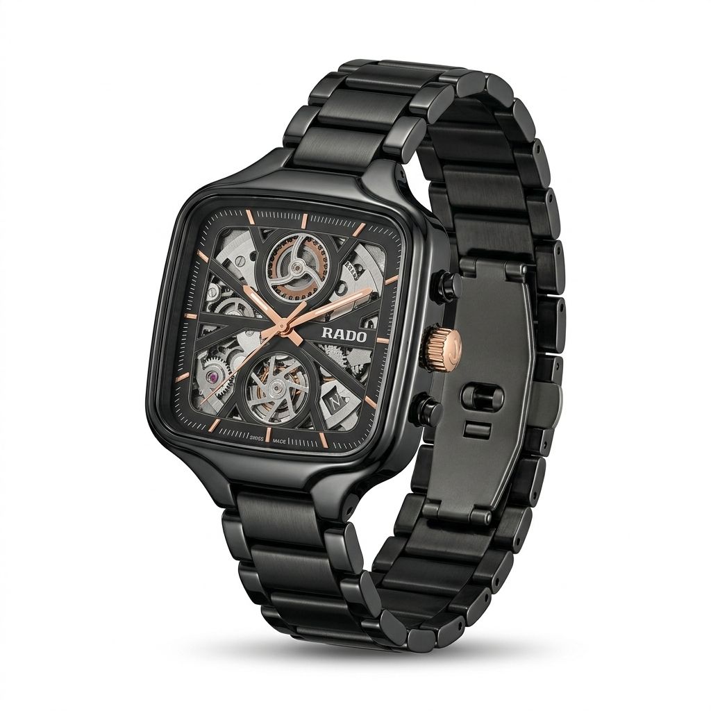 Rado true square black ceramic watch