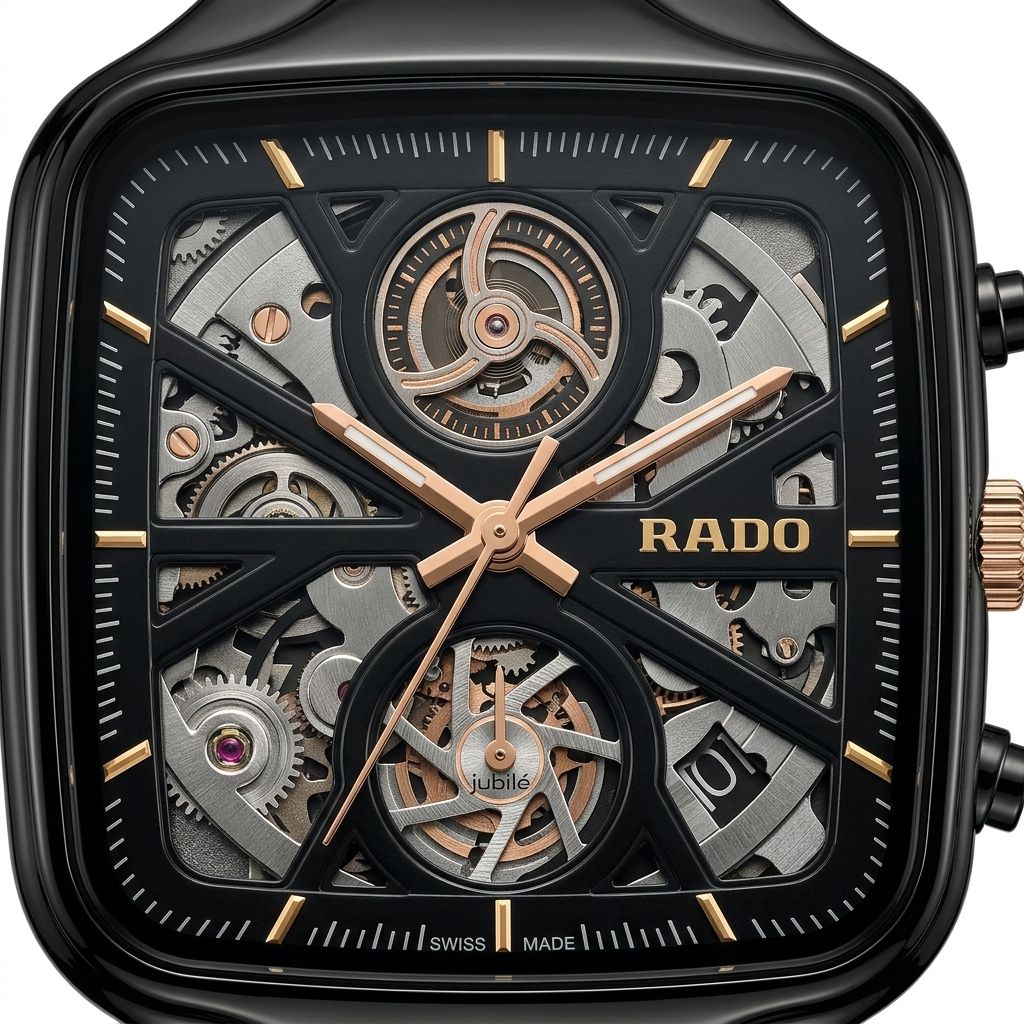 Rado true square black ceramic watch